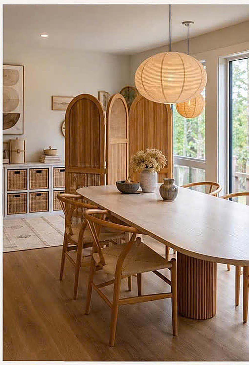 A custom Japandi dining space designed by Visionmade